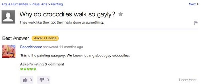 Funniest Yahoo answers questions