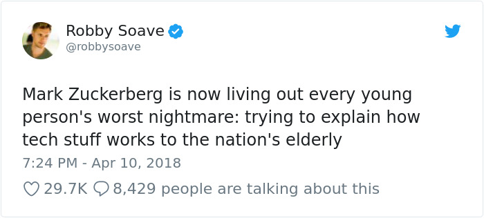 Memes of Mark Zuckerberg testifying before congress