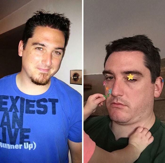 photos of parents before and after having kids