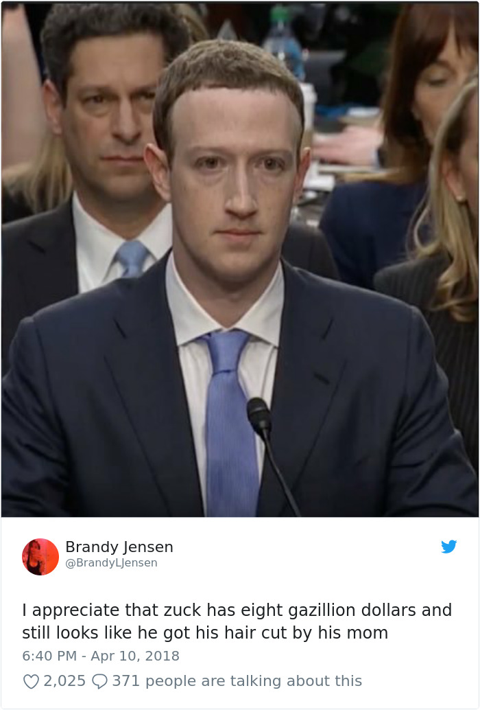 Memes of Mark Zuckerberg testifying before congress