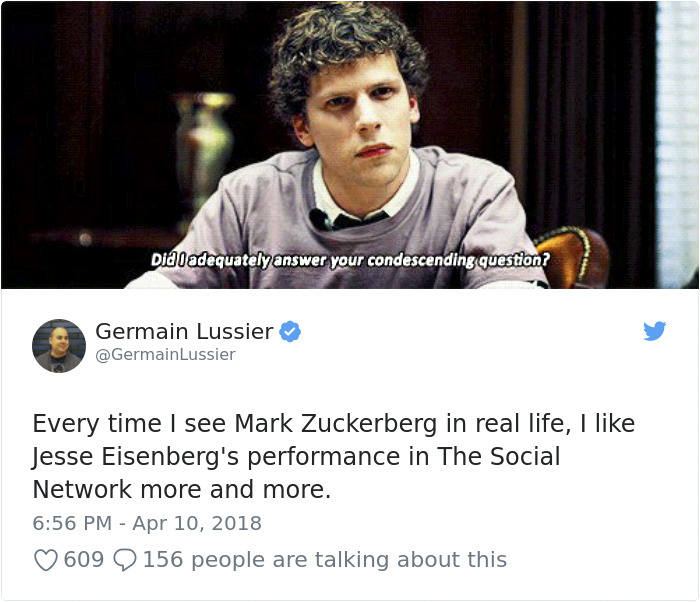 Memes of Mark Zuckerberg testifying before congress