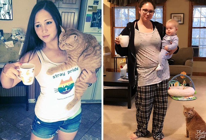 photos of parents before and after having kids