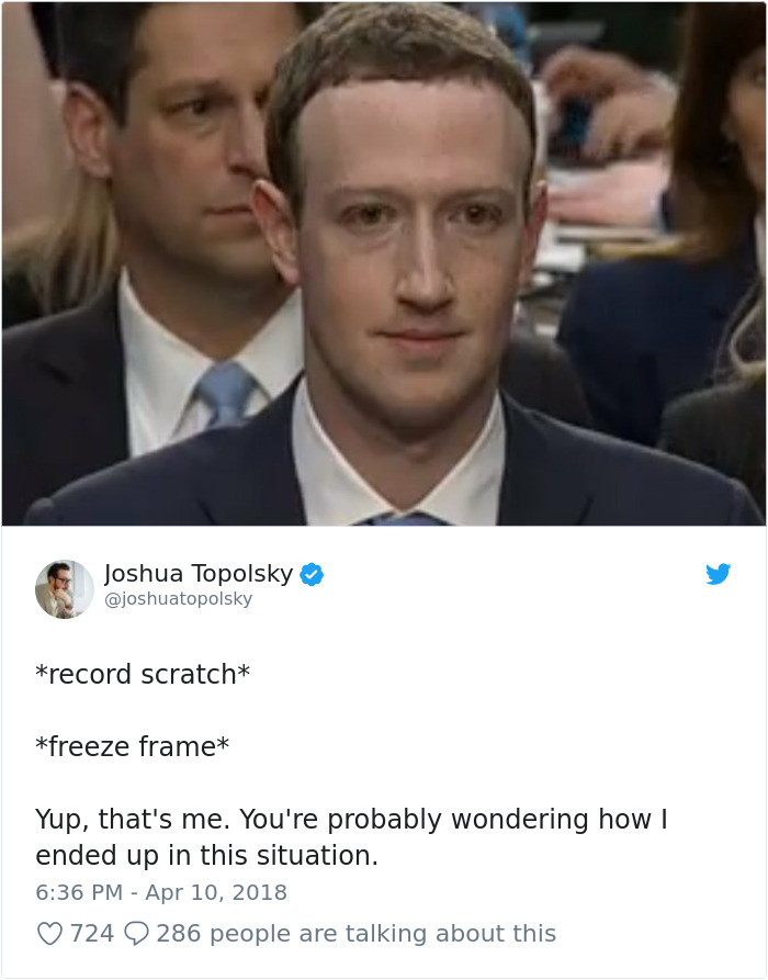 Memes of Mark Zuckerberg testifying before congress