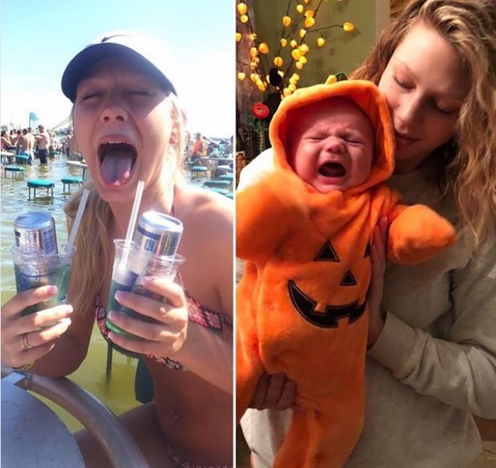 photos of parents before and after having kids
