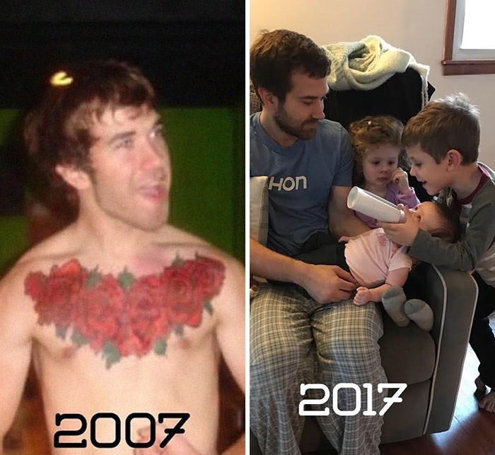 photos of parents before and after having kids